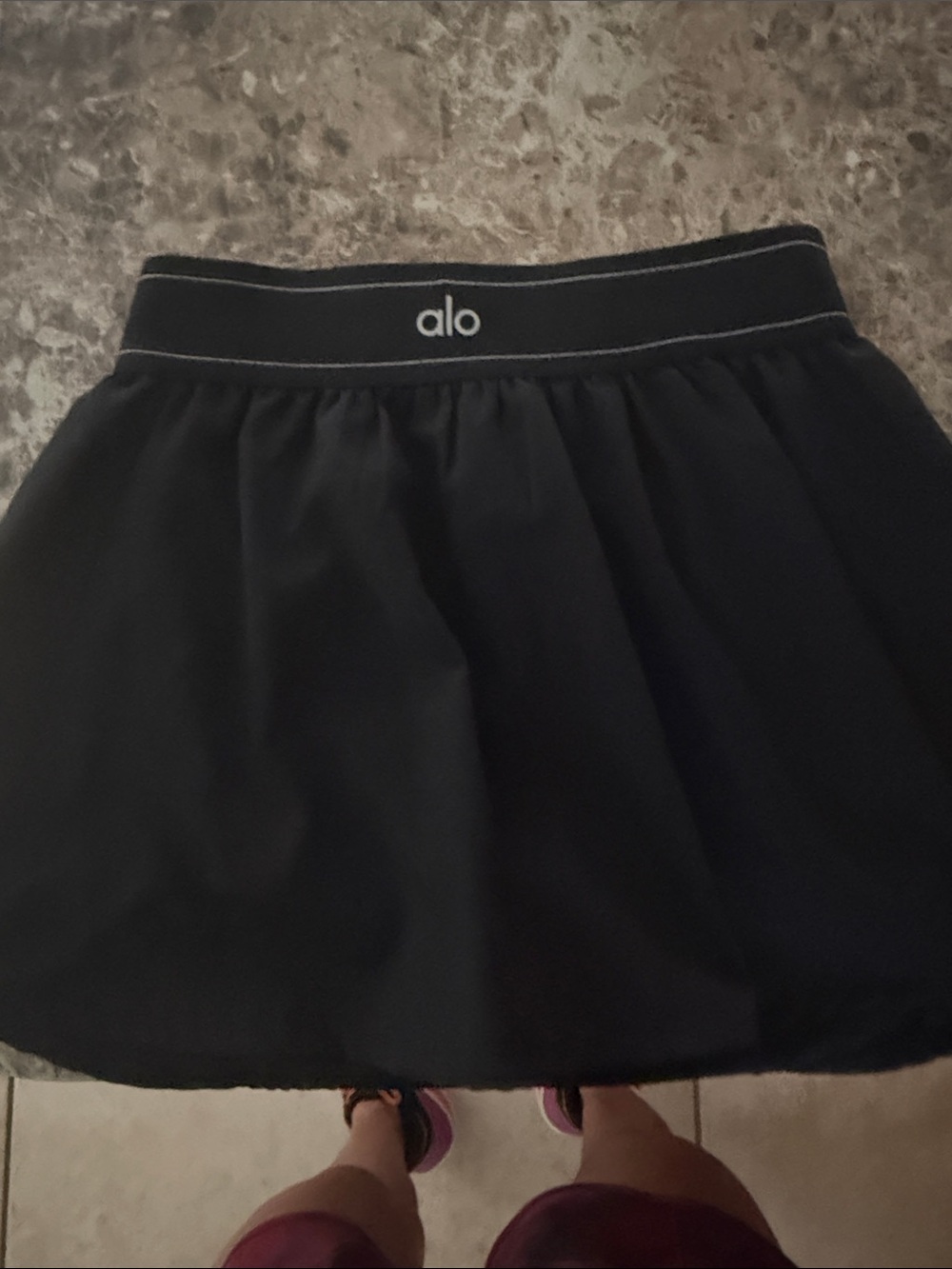 ALO Yoga Black Circle Skater Skirt with Branded Waistband